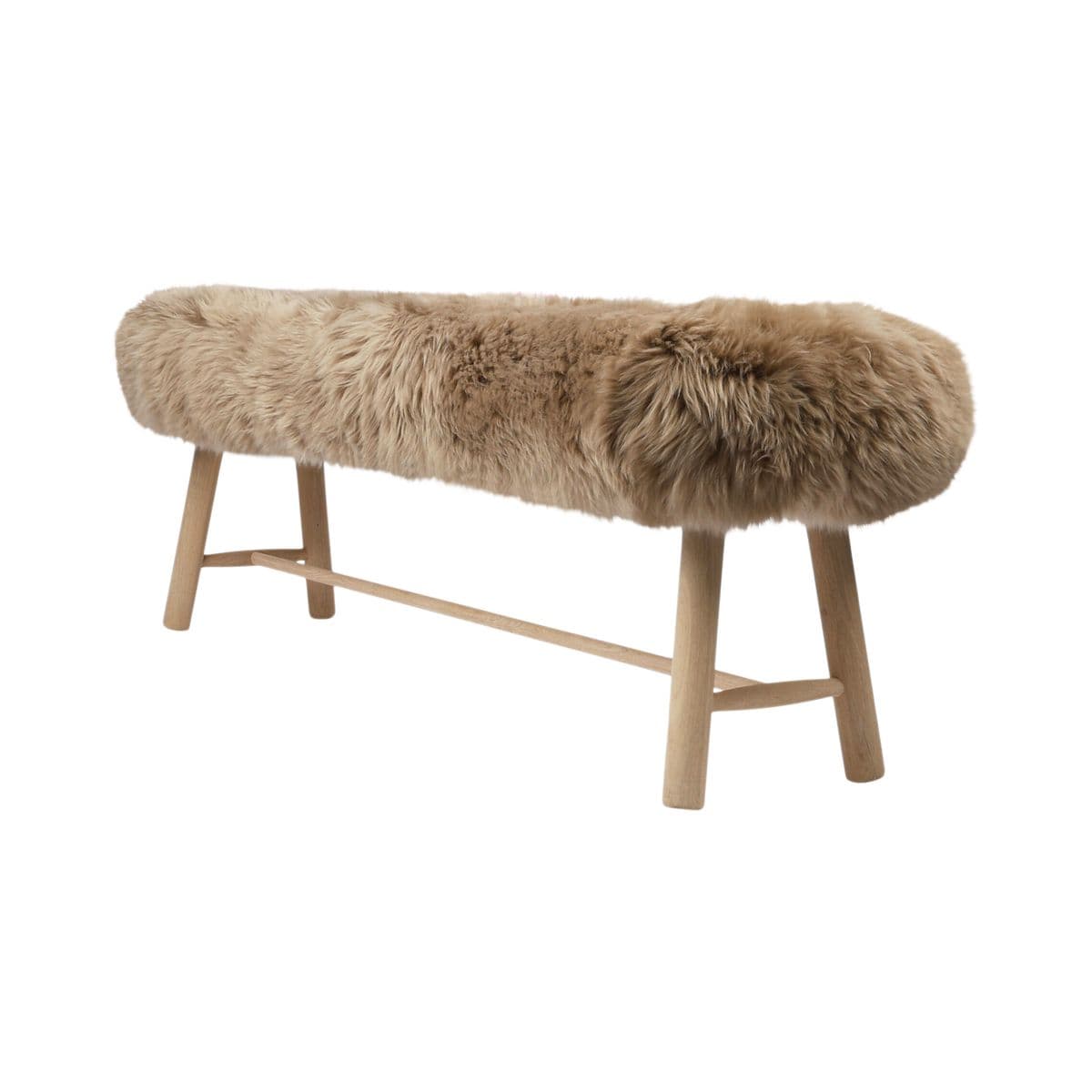 NATURES COLLECTION Bänk med fårskinn | Ek | Lång lugg
