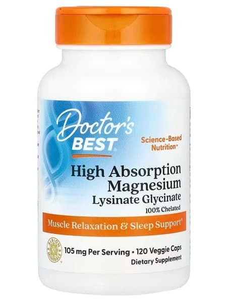 Doctor's Best Magnesium med hög biotillgänglighet, 105 mg – 120 vcaps